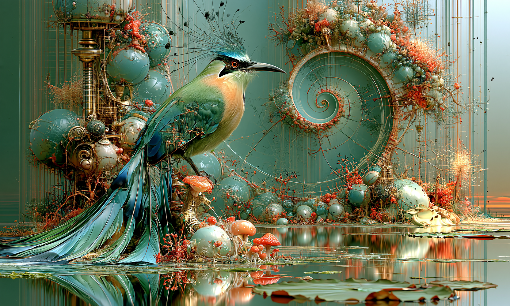 harp honey bird art