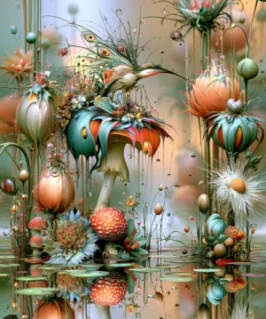 seed pod hummingbird art