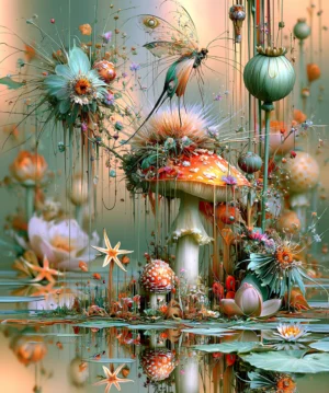 starfish garden hummingbird art