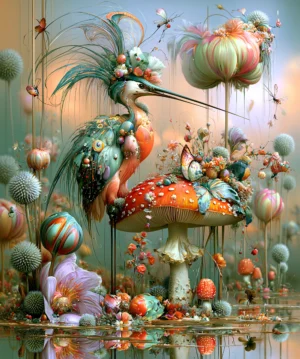 toadstool heron art
