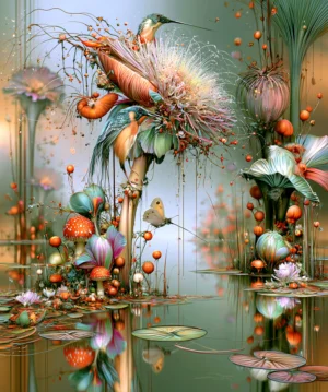 dandelion puff kingfisher art