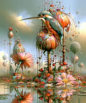 orange bulb kingfisher art