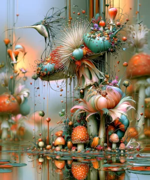 under the thistle hummingbird art