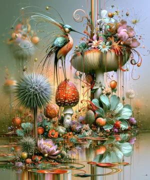 thistle pond hummingbird art