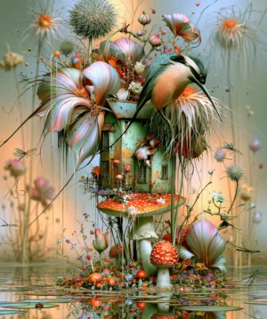 bouquet house hummingbird art