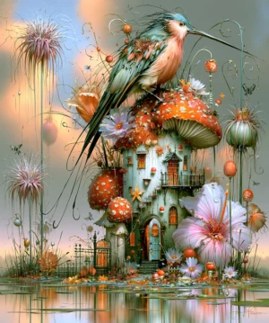 cottage door hummingbird art