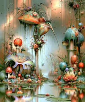 drooping cap hummingbird art