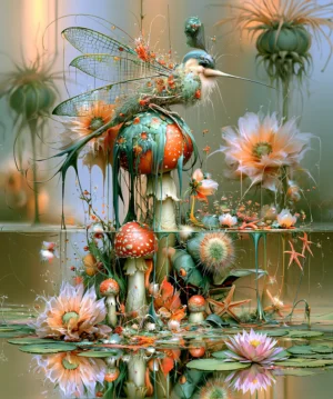 dragonfly wing garden hummingbird art