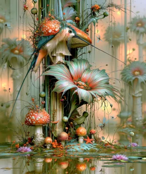 tangled stem hummingbird art