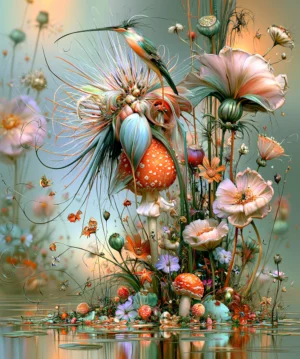 pink meadow hummingbird art