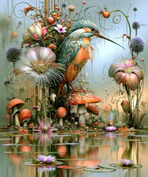 thistle garden kingfisher art