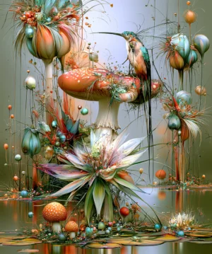 tulip pod hummingbird art