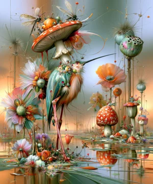 tall legged hummingbird art