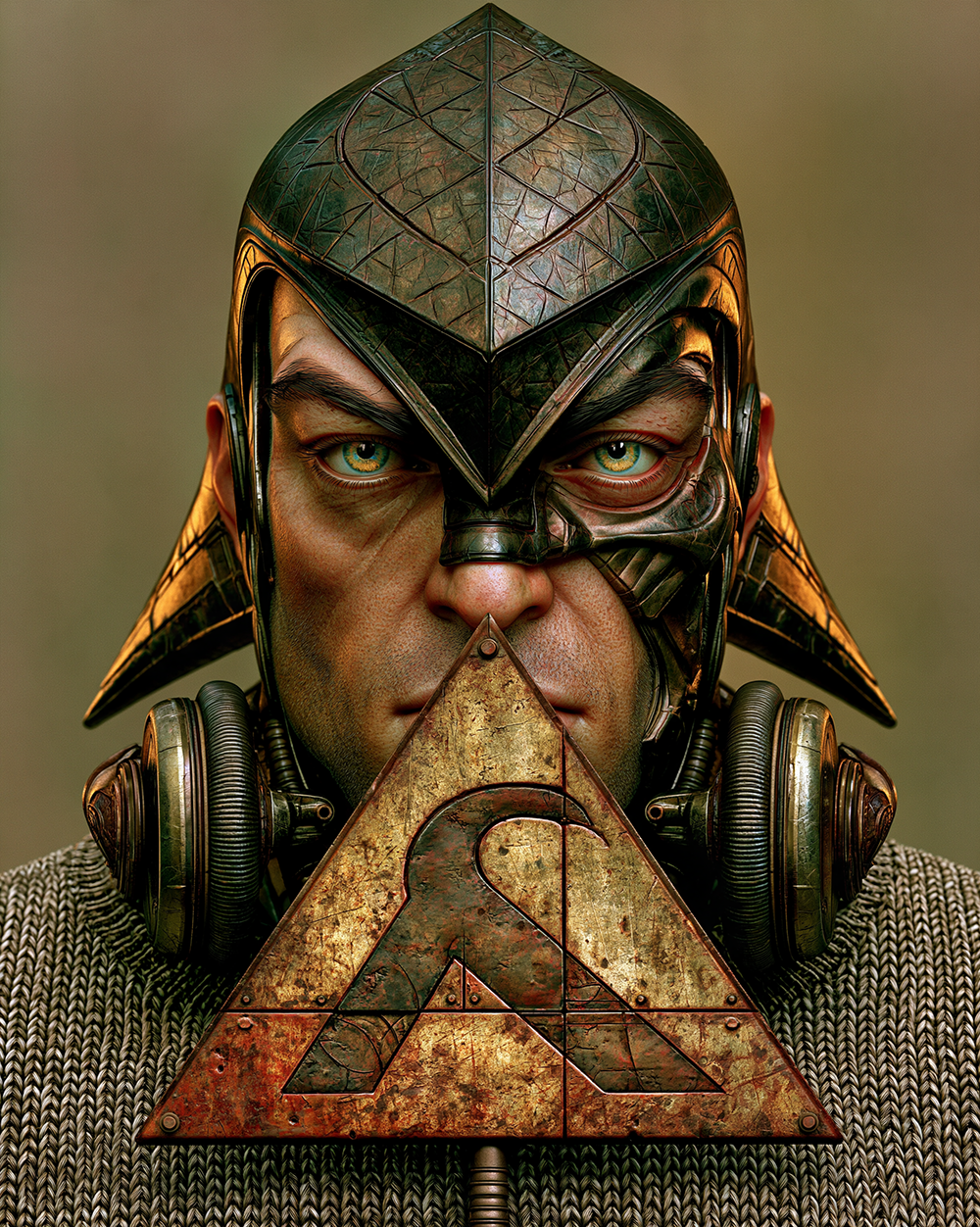 pyramid mask warrior art