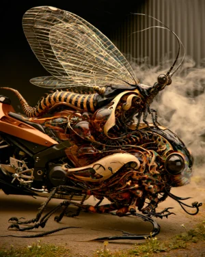 motorbike wasp art