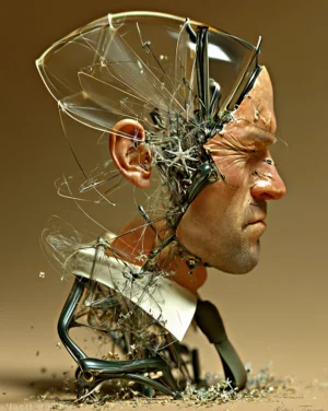 shattering glass head art
