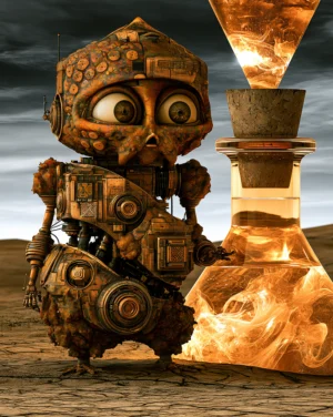 hourglass robot art