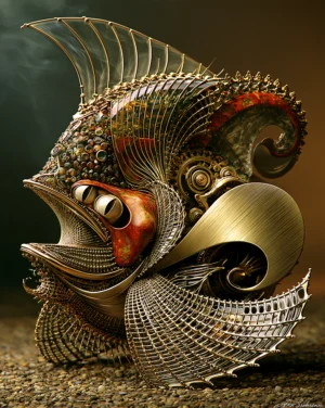 screaming shell fish art