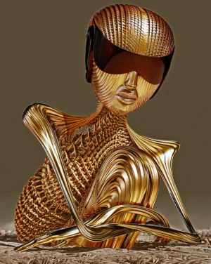 gold mesh mannequin art