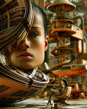 spiral tower woman art