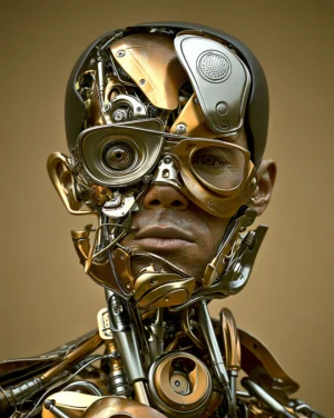 open skull cyborg art