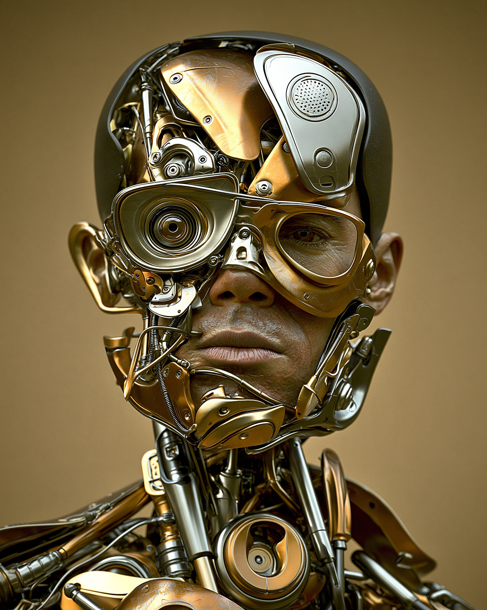 open skull cyborg art