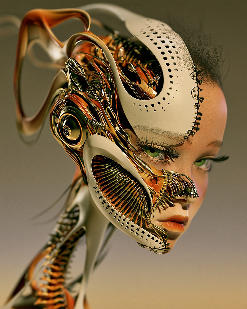 perforated mask girl art