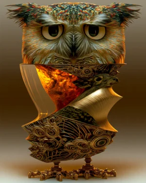 fire chest owl art