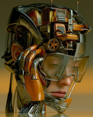 truck brain girl art