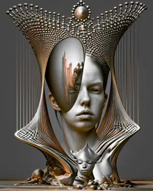 silver goblet face art