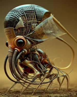 squid helmet crab art