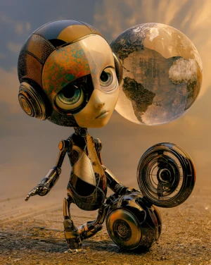 doll girl moon art