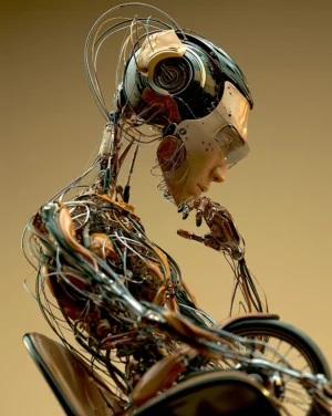 wire skeleton cyclist art