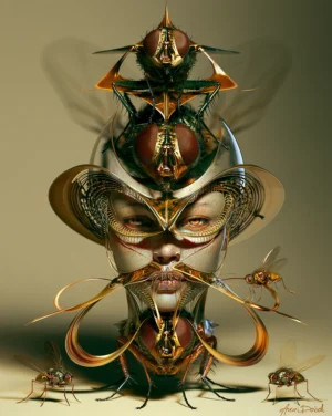 fly mask lady art