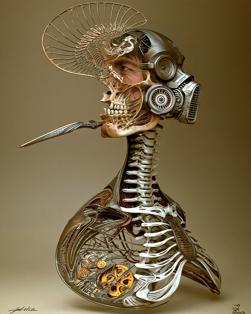 glass spine skeleton art