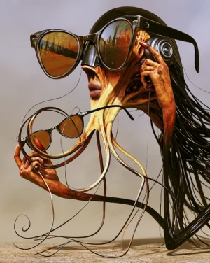 sunglasses spaghetti girl art
