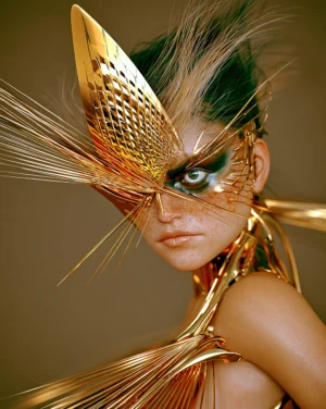 gold wing mask girl art