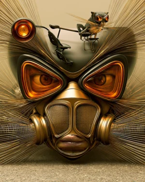 owl gas mask art