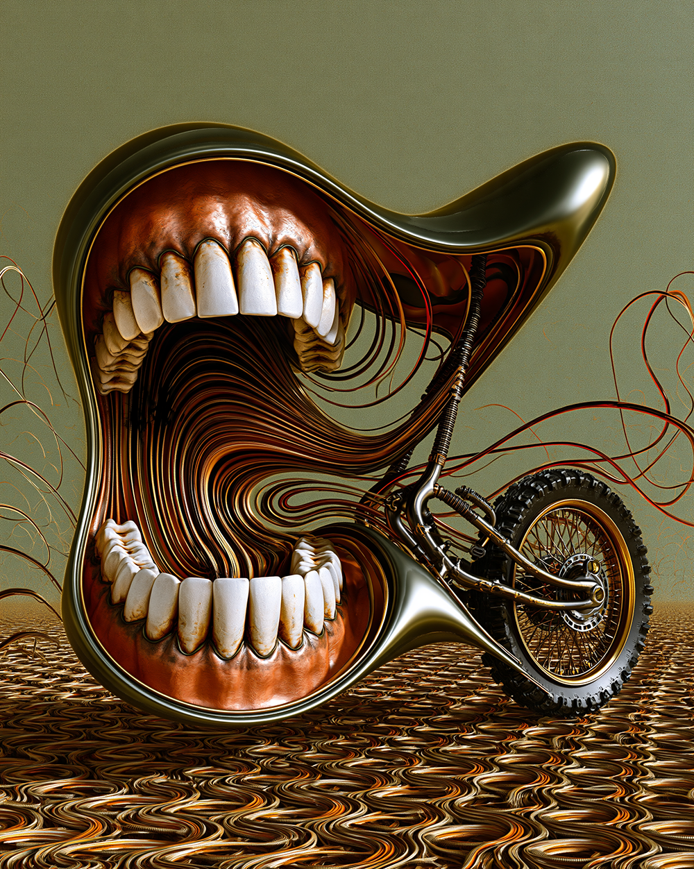 open mouth bicycle art