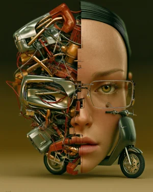 scooter glasses girl art