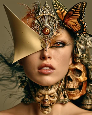 butterfly skull queen art