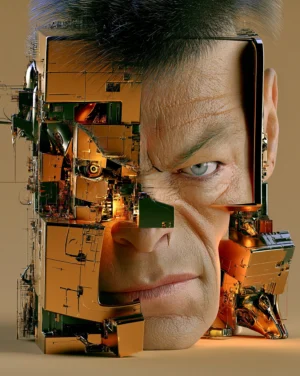 brick face man art
