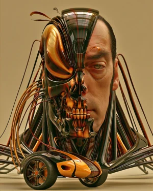 tricycle skull man art