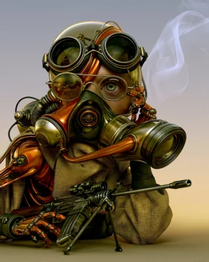 rifle gas mask child art