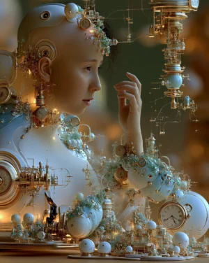 porcelain clockwork lady art