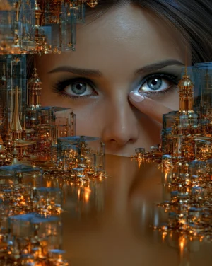 face in the glass city art