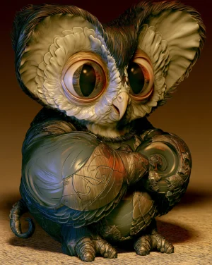 big eared owl cub art