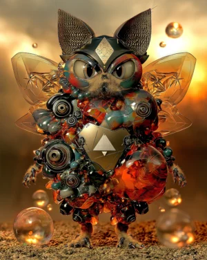masked gear cat art
