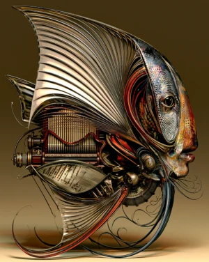 silver fin fish face art