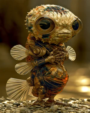 fin eared frog fish art
